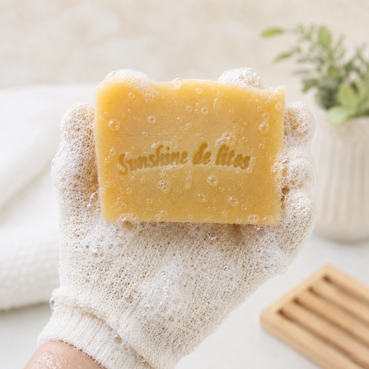 exfoliating gloves lather with soap