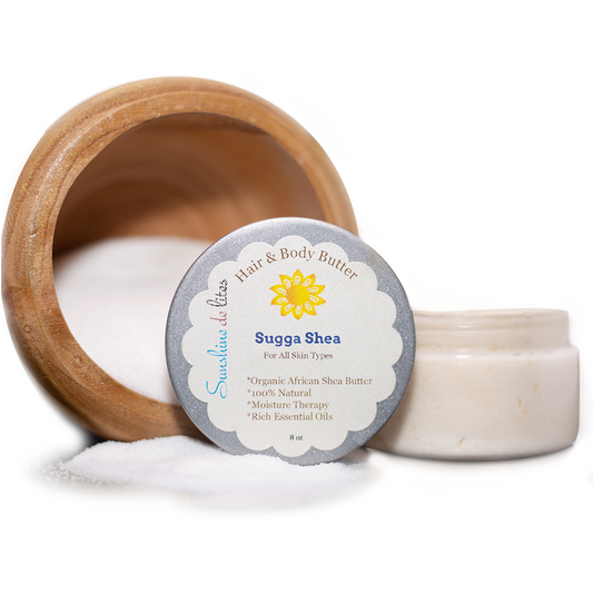 sugar and vanilla body butter for skin and hair, shea butter